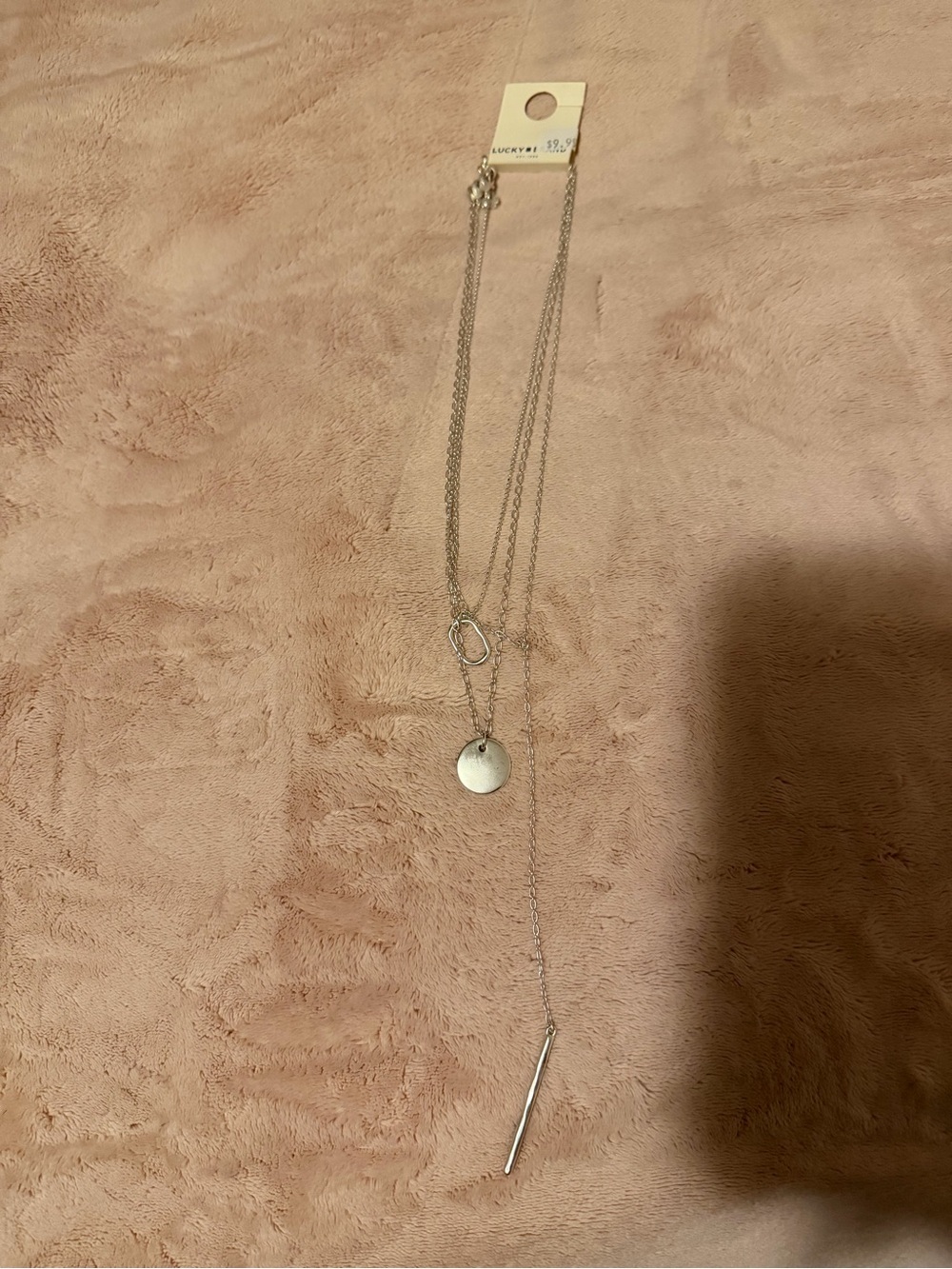 Layered Silver Disc & Bar Pendant Necklace - Women Jewelry
